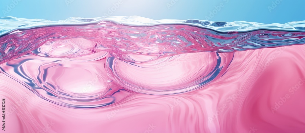Fototapete Abstract summer background with a top view of pink ripples in transparent water The clear surface reflects sunlight creating a circle wave pattern Perfect for showcasing products with a free space im