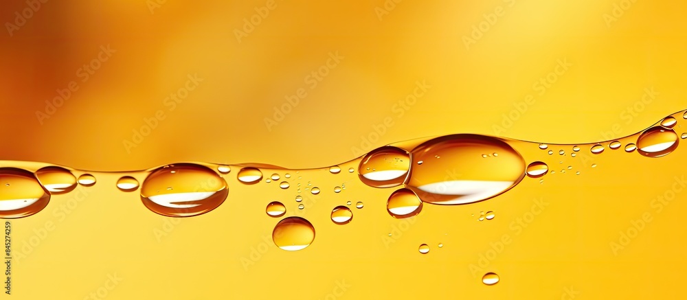 Aufkleber abstract art featuring a stunning macro shot of water droplets in oil set against a captivating yell