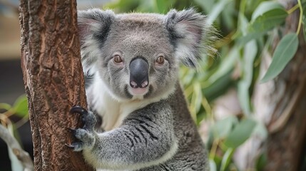 Koala Bear Hanging on a Tree Branch