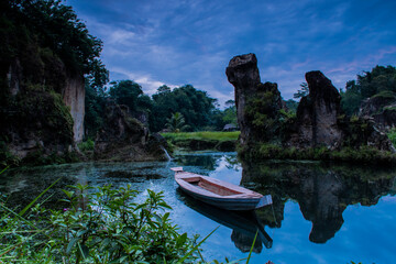A boat at the top of lake