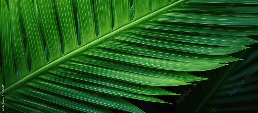Aufkleber a green tropical palm leaf with a textured pattern captured in a close up the image shows the abstra