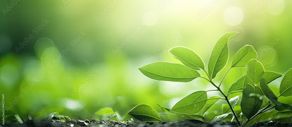 Aufkleber a tranquil green leaf surrounded by lush greenery in a garden the image features a copy space and na