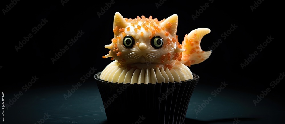 Aufkleber decorated with mastic and marzipan this cupcake features adorable animal shapes like a cat fish and 