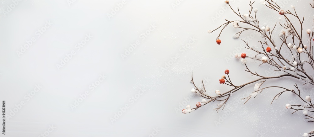 Aufkleber christmas card featuring a festive branch from a christmas tree placed on a white wooden background 