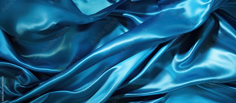 Poster an abstract blue background featuring a textured shiny and monochrome surface of crumpled and crease