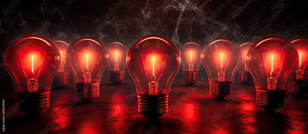 Fototapete Creative thinking involves challenging and breaking away from conventional ideas to generate fresh and innovative concepts Red light bulbs symbolize this thinking process in the image