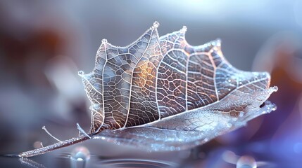  Macro single leaf. The structure of a leaf with veins and cells.