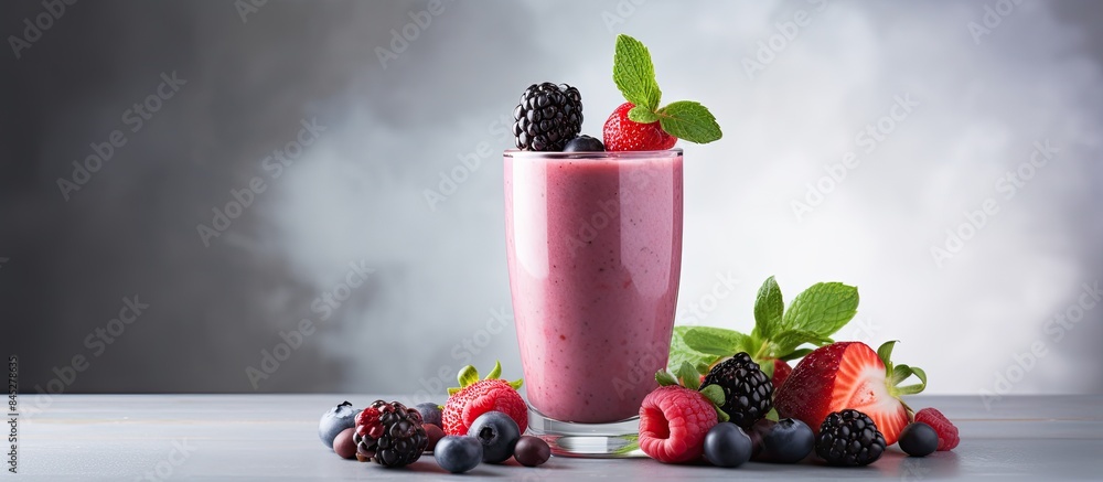 Poster a healthy lactose free diet can be enjoyed with a refreshing organic berry and vegetable smoothie ma