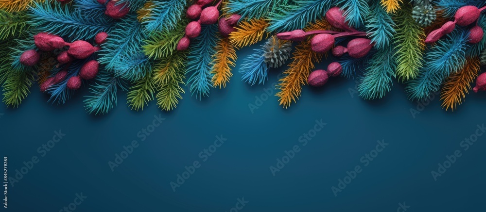 Aufkleber colorful festive background made of fir tree branches capturing the essence of the christmas holiday