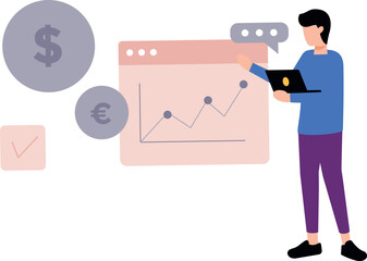 A boy is working on finance graph.