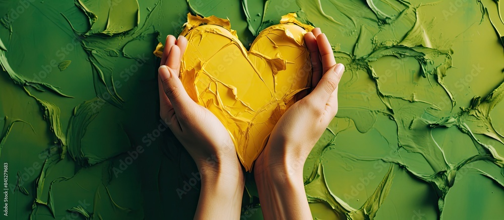 Poster an artistic representation of love is depicted by female hands forming a heart shape showcased again