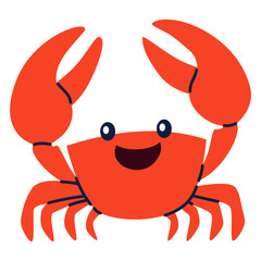 Children's flat vector illustration on white background. Cute red crab . Vector illustration