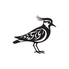 Bold Lapwing Bird Silhouette: Vector Graphics Adding a Touch of Natural Splendor to Your Designs- Lapwing Bird Illustration - Lapwing Bird Vector.