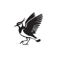 Bold Lapwing Bird Silhouette: Vector Graphics Adding a Touch of Natural Splendor to Your Designs- Lapwing Bird Illustration - Lapwing Bird Vector.