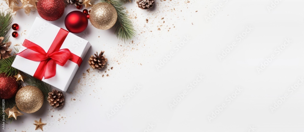 Poster a festive composition for christmas and new year s featuring decorative elements such as gift boxes 