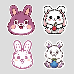 a cute and adorable bunny, rabbit sticker vector illustration
