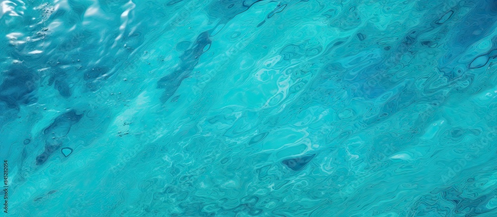 Aufkleber Top view of a turquoise swimming pool water background with a close up and abstract texture Plenty of copy space for various uses in the image