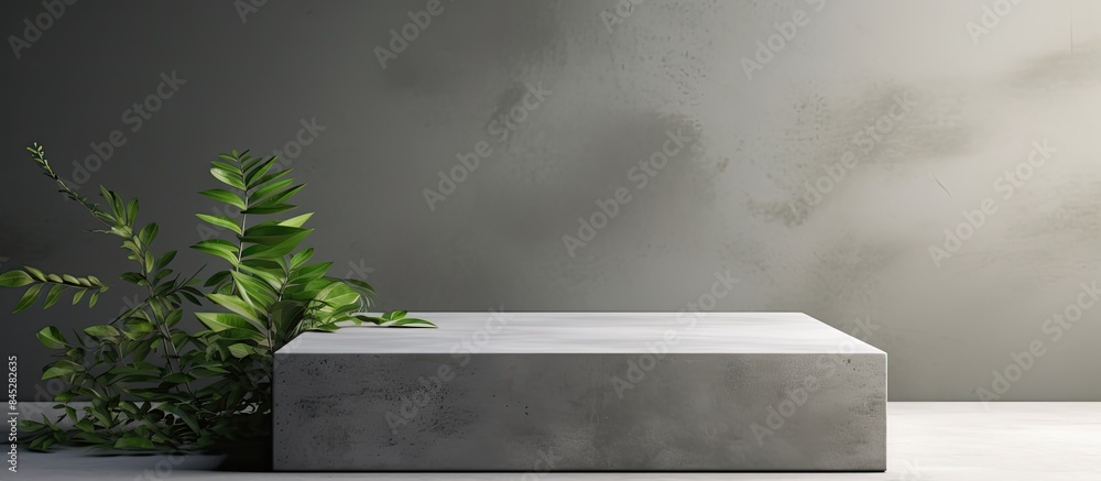 Aufkleber a podium made of gray cement acts as the background for showcasing products it features a stand with