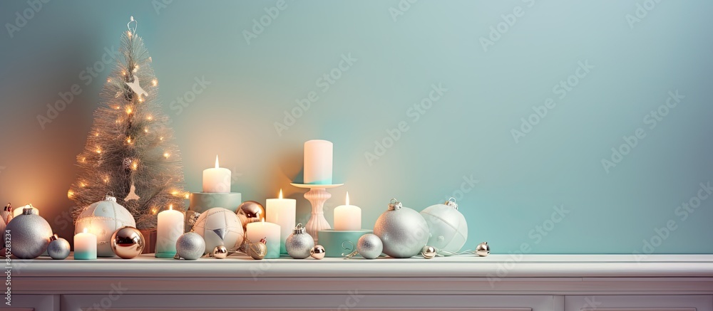 Aufkleber a warm and inviting christmas scene with a mockup card and various decorations including a sweater l