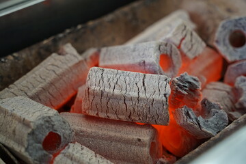 Close up of oven cooking charcoal