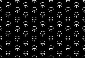 Open closed eyes line art drawing bold black white pattern surface ornament repeated chess geometrical ink watercolor