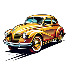 Vintage yellow car vector illustration 