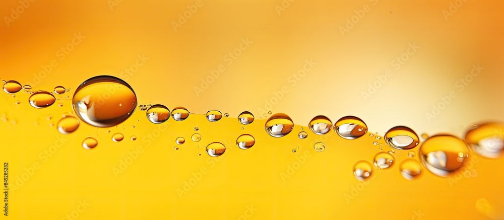 Aufkleber abstract art featuring a stunning macro shot of water droplets in oil set against a captivating yell