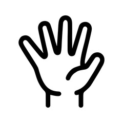 Stop hand icon. Black human hand icon isolated. Vector illustration.
