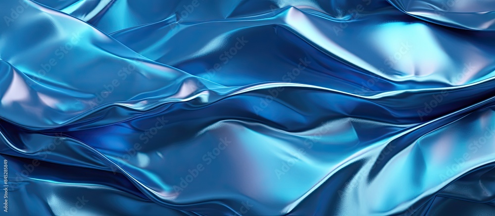 Poster an abstract blue background featuring a textured shiny and monochrome surface of crumpled and crease