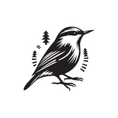Obraz premium Nuthatch Bird Silhouette: Vector Illustrations Ideal for Wildlife Art and Decorative Projects- Nuthatch Bird Vector - Nuthatch Bird Illustration. 