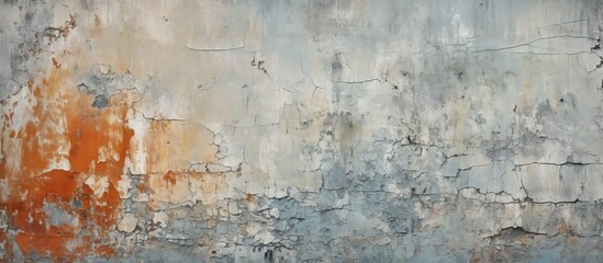 Obraz premium A wall with weathered rough cracked and peeling paint creating a panoramic texture for background and design suitable for a copy space image