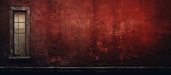 Fototapeta premium A fragment of an old building s facade creates a dark red grunge background with a vignette making it an ideal template for Christmas Valentine s Day and interior design posters and banners The image