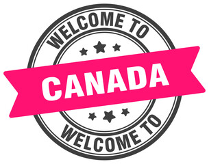 Welcome to Canada stamp. Canada round sign