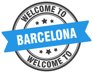 Welcome to Barcelona stamp. Barcelona round sign