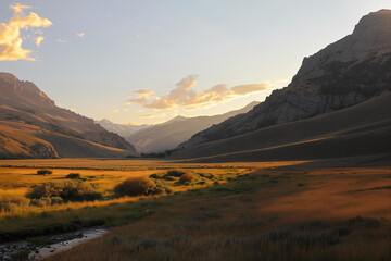 Golden Sunset Over Mountain Valley