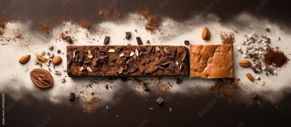 Aufkleber a typical spanish snack featuring slices of homemade seed bread accompanied by a chocolate bar captu