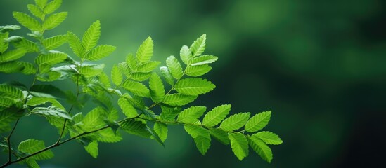 Obraz premium A high quality photo of Sorbaria sorbifolia a shrub with green leaves in a natural setting against a green background providing ample copy space