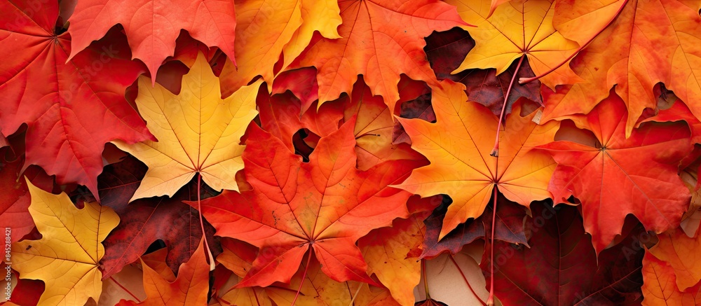 Aufkleber a vibrant array of red maple tree leaves create a stunning autumn display the fallen leaves serve as