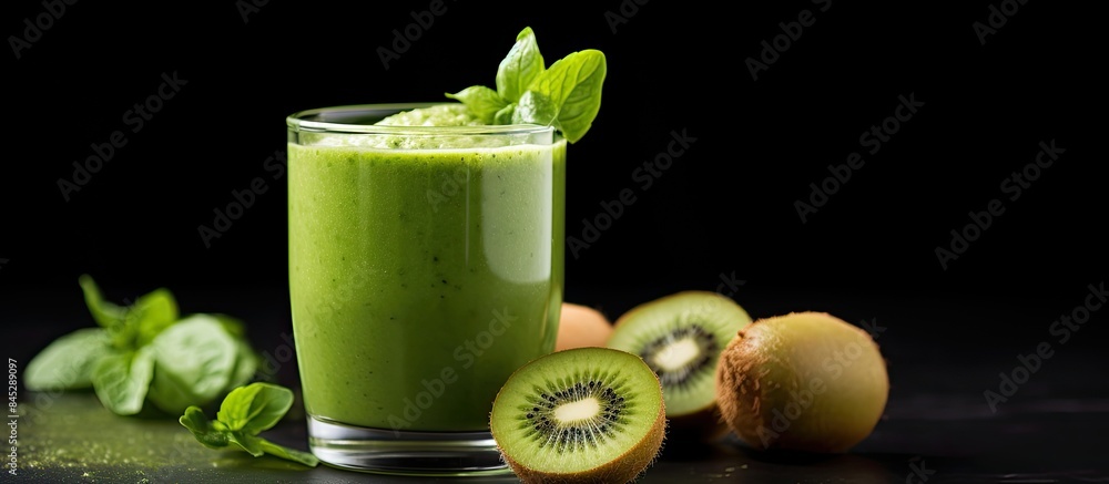 Poster a refreshing and nutritious green smoothie packed with the vibrant flavors of spinach apple and kiwi