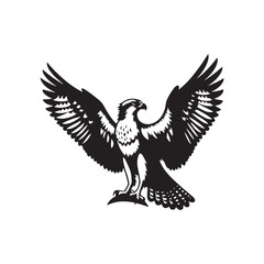 Osprey Bird Silhouette: Vector Graphics Depicting the Agile Flight and Hunting Skills- Osprey Bird Vector - Osprey Bird Illustration.