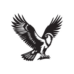 Osprey Bird Silhouette: Vector Graphics Depicting the Agile Flight and Hunting Skills- Osprey Bird Vector - Osprey Bird Illustration.