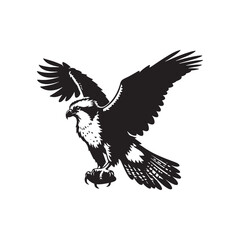 Osprey Bird Silhouette: Vector Graphics Depicting the Agile Flight and Hunting Skills- Osprey Bird Vector - Osprey Bird Illustration.