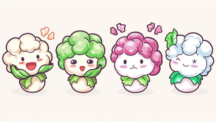cauliflower kawaii chibi Emoji character sticker emoticon