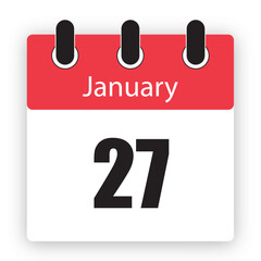 January 27 Calendar Reminder Icon Dairy Design Template Vector Illustration