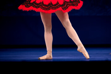 Closeup of ballerinas dancing on stage. © Ruslan