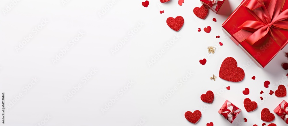 Leinwandbilder the valentine s day greeting card is adorned with festive red accessories providing a frame for text