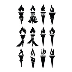 Torch icons set, logo vector template