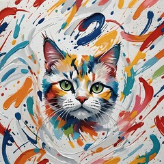Colorful cat head