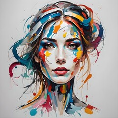 Colorful face of a woman