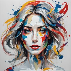 Colorful face of a woman